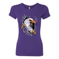 thumbnail image 2 of Wild Bobby, Torn Ripped Eagle Claws Animal Lover Womens Slim Fit Junior Tee, Purple Rush, Small, 2 of 3