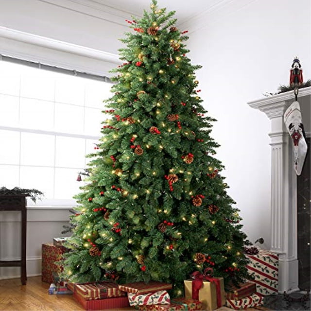 lifefair 10ft prelit christmas tree pine tree with 1000 clear lights ...