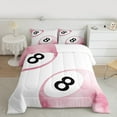 thumbnail image 2 of Feelyou Girly Pink Billiards Bedding Comforter Set, Cartoon Sports Lover Twin Comforter Sets, Teen Kid Child Reversible Bedding Set, Lightweight Room Decor, 2-Piece, 2 of 8