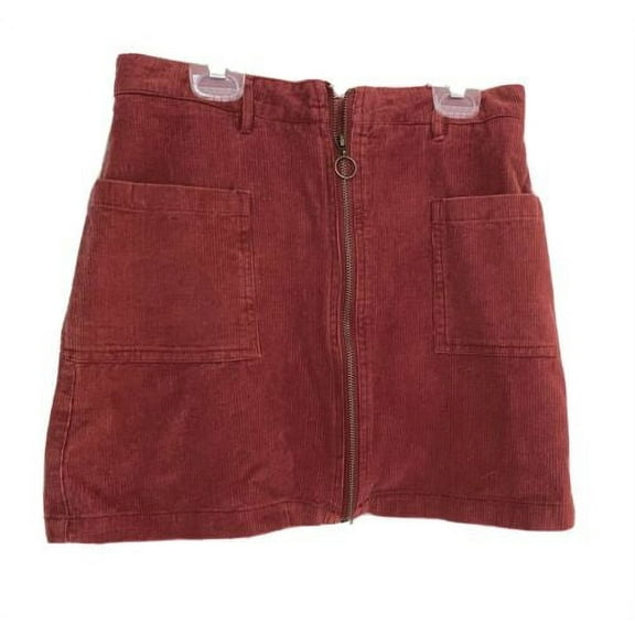 Peach Love California Rustic Brown Orange Corduroy Mini Skirt Women Small ~ NEW