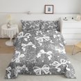 thumbnail image 2 of Manfei Ribbon Bowtie Bedding Comforter Set,Kawaii Bow Knot Twin Comforter Sets,White Gray Bedding Set For Kids,Super Cozy Room Decor Reversible,2 Pieces, 2 of 8