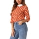 thumbnail image 4 of INSPIRAR CHIC Blusa de Mujer con Cuello Peter Pan en Contraste y Mangas 3/4 Color Naranja, 4 of 5
