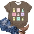 thumbnail image 4 of lcziwo Back to School Sales Womens Happy Easter Shirts Funny Bunny Rabbit Graphic Tee Tops 2025 Fashion Print Short Sleeve T-Shirts Holiday Outfits Brown XL, 4 of 5