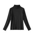thumbnail image 2 of LUGOGNE Girls Tshirt Turtleneck Long Sleeve Thermal Undershirt Soft Comfortable Fall Winter Basic Tops Black,2-3 Years, 2 of 6