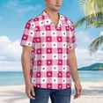 thumbnail image 5 of Balery Plaid Heart Print Men's Hawaiian Shirts Short Sleeve Beach Shirt Relaxed Fit Vacation Button Down Shirts-Small, 5 of 9