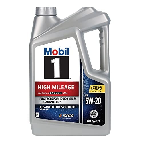 Aceite de motor Mobil 1 de alto kilometraje, totalmente sintético, 5 W-20, 5 litros