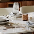 thumbnail image 6 of POVISON 63" Modern Dining Table for 4, Rectangular Pandora Sintered Stone Dining Table, Glossy Marble-Look Tabletop with Bronze U-Shape Carbon Steel Base, 6 of 12