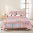 thumbnail image 3 of Quilts Full Size Bedding Set, Pink Coastal Beach Lightweight Quilted Comforter, Ocean Seaside Surfboards Starfish Soft Reversible Bedspread Coverlet with Pillow Covers for All Season, 78" x 90", 3 of 9