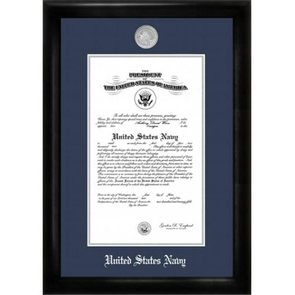 Campus Image NACS002 Navy Commission Frame Silver Medallio