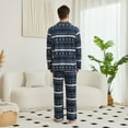 thumbnail image 3 of Vulcanodon Mens Fleece Pajama Set, Ultra Soft Warm Long Sleeve Prints Sleepwear Cozy Button Down Pjs for Men(NAVY RHOMBUS, S), 3 of 5