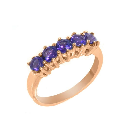 LBG British Made 10k Rose Gold Natural Amethyst Womens Eternity Ring - 33 size options - Size 10.75