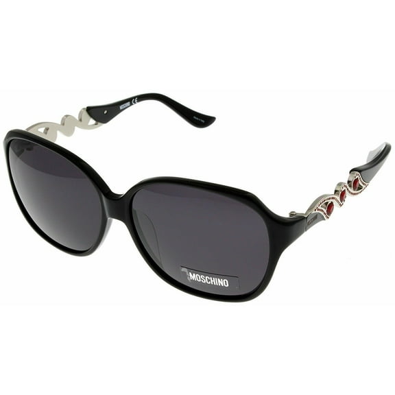 Moschino Sunglasses Women Shiny Black Palladium Rectangular MO592 01