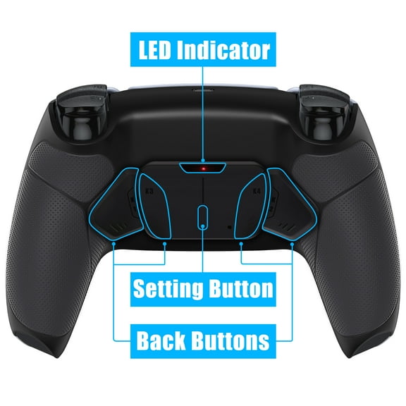 eXtremeRate Black Rubberized Grip Remap Kit Upgrade Board Back Shell 4 Buttons for PS5 Controller BDM 010/020