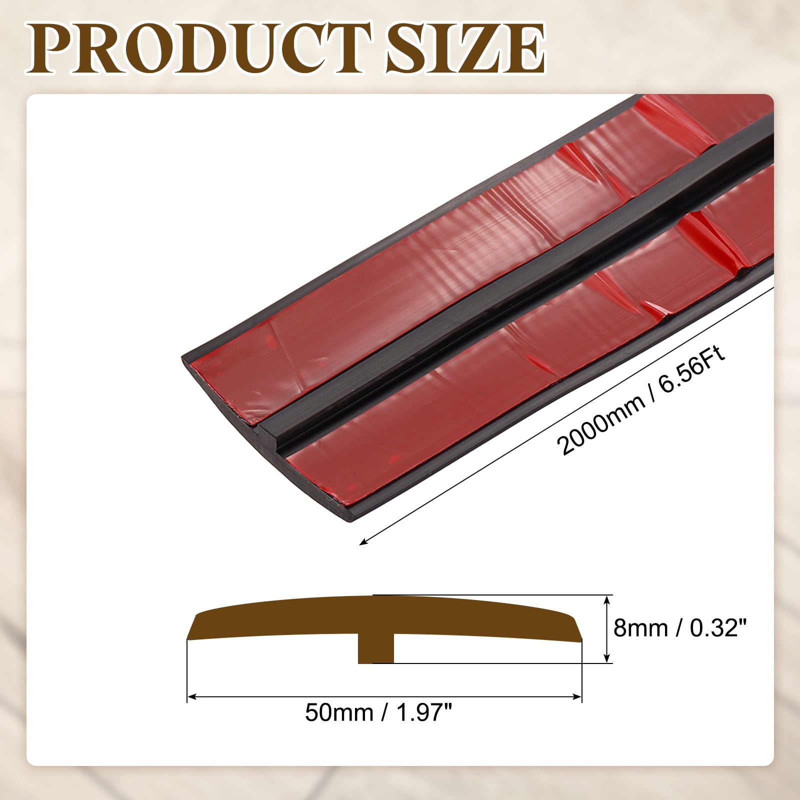 T-Molding Transition Strips, 6.56 ftx1.97" Vinyl Flooring Edging Trim, Black