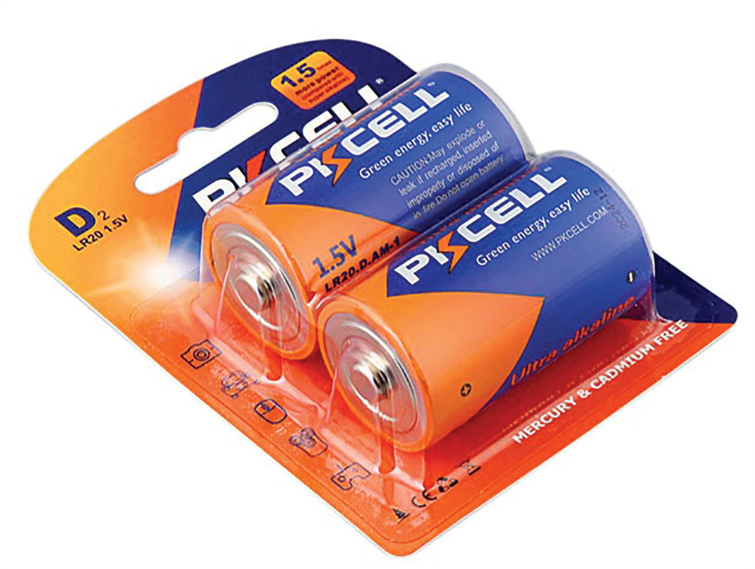  PKCELL 2 x batería alcalina tamaño D LR20 MN1300 Duración  1800min : Salud y Hogar