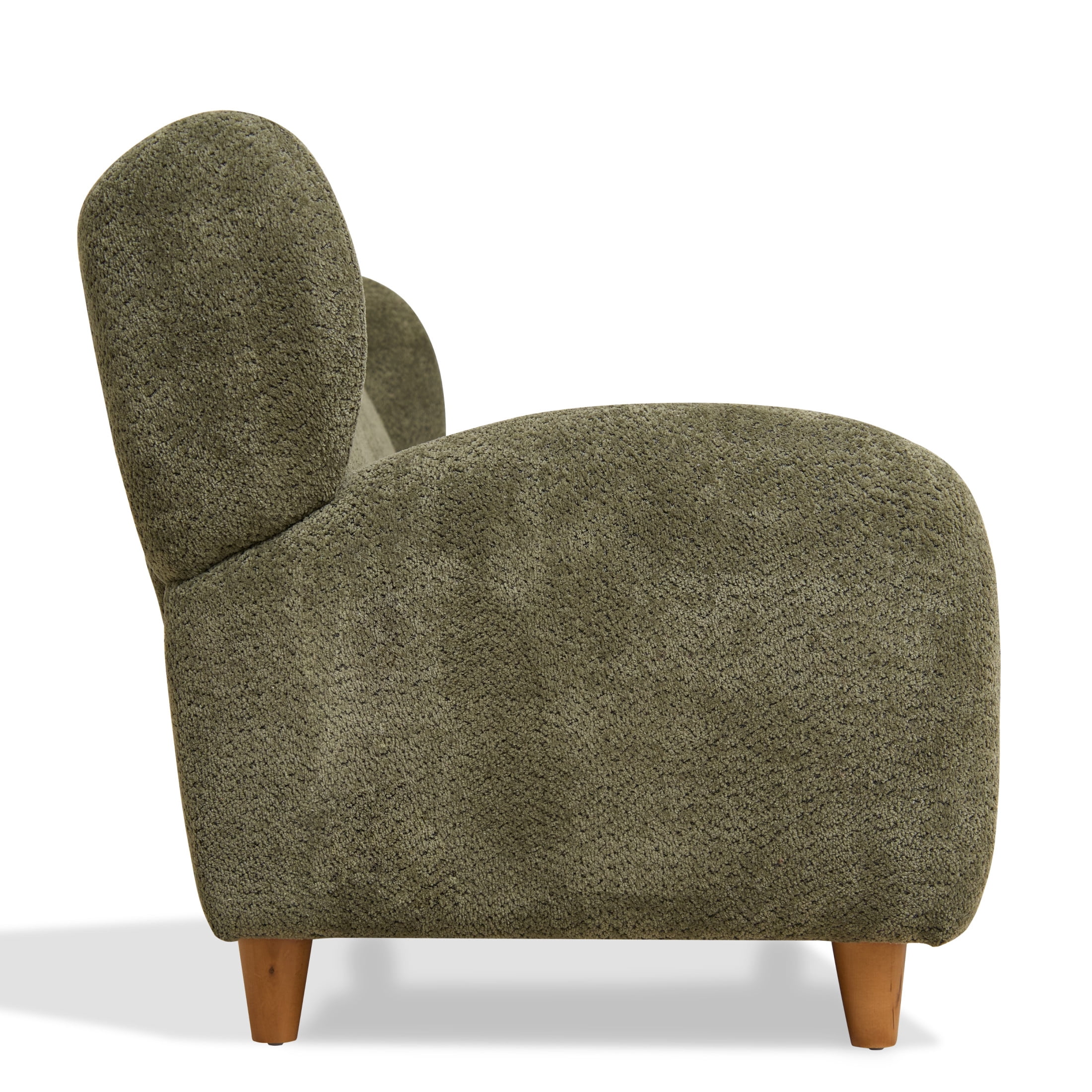 Noble House Misty Nordic 58" Loveseat Accent Chair, Curved Backrest Chenille Fabric Sofa for Living Room, Olive Green