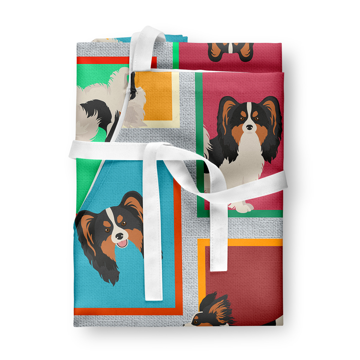 Lots of Tricolor Papillon Apron 27 in x 30 in