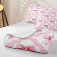 thumbnail image 4 of Erosebridal Pink Bowknot Girls Quilt King, Princess Butterfly Knot King Coverlet Set, 3pcs, 4 of 7