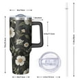 thumbnail image 3 of 40 oz Tumbler with Handle and Straw Daisy Flower Tumbler with Lid, Stainless Steel Floral Travel Mug for Women Girls Insulated Coffee Cup, 3 of 5