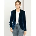 thumbnail image 2 of Abrigo De Oficina Para Mujer Chaqueta De Terciopelo Con Botones Y Cuello Chal Sólido Azul profundo XS, 2 of 7