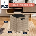 thumbnail image 5 of Ornavo Home Wicker Storage Cubes Bin, 9 Inch Storage Shelf Basket Collapsible Natural Hand Woven Paper Storage Cube Bin with Handles - Set of 6, Beige, 5 of 7