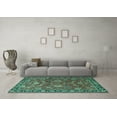 thumbnail image 3 of Ahgly Company Machine Washable Indoor Round Persian Turquoise Blue Traditional Area Rugs, 6' Round, 3 of 4