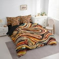 thumbnail image 3 of Homewish Abstarct Waves Stripes 7-Piece Bedding Comforter Set,Modern Aesthetic Artistic King Bedding Sets,Brown Orange Bed Sheets For Teens,Super Cozy Room Decor Reversible, 3 of 8