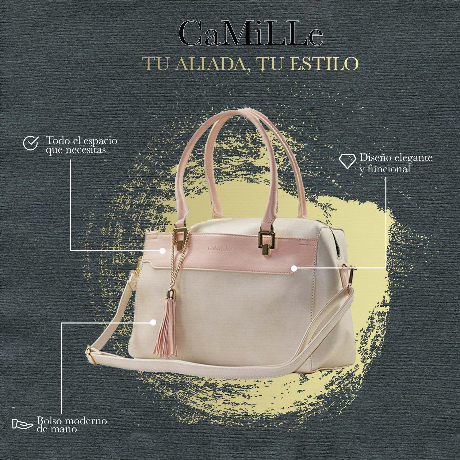 Bolsa de Mano Camille Satchel Vinipiel Rosa Walmart en línea