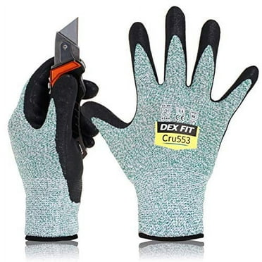 DEX FIT CRU553 Green Level 5 Cut Resistant Gloves (Power Grip, Durable Foam, Medium) - 1 Pair