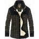 thumbnail image 1 of Chaqueta informal de franela a cuadros con botones y forro polar cálido para exteriores para hombre con bolsillos laterales, 1 of 4