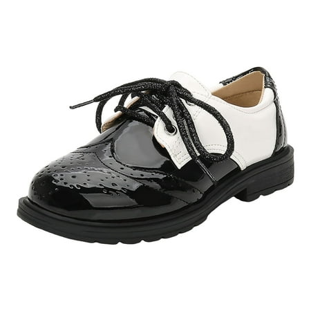 Akiihool Dress Shoes for Boys Formal Shoes for Boys Leather Kids Dress Shoes Lace Up Oxford Shoes for Wedding & Party (White 9-9.5 Years)