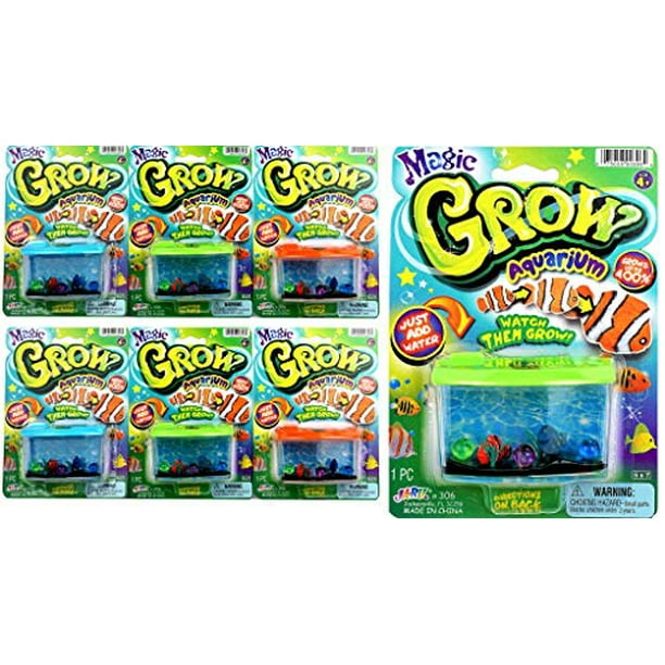 JARU Magic Grow Fish Aquarium (6 Packs Assorted) Magic Grow with Water Toy. Growing Sea Friends