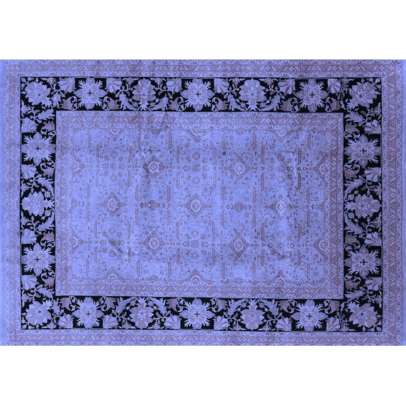 Ahgly Company Machine Washable Indoor Rectangle Oriental Blue Industrial Area Rugs, 8' x 10'