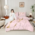 thumbnail image 4 of Manfei Pink Marble 2pcs Bedding Comforter Set,Watercolor Art Twin Comforter Sets,Stone Patter Breathable Bedding Set,Ultra Soft Teenager Bedroom Decor,Reversible, 4 of 8