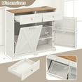 thumbnail image 3 of Gymax Tilt Out Trash Can Cabinet w/ Outlets 2 Drawers Adjustable Shelf Anti-Tipping Kit White & Walnut, 3 of 10