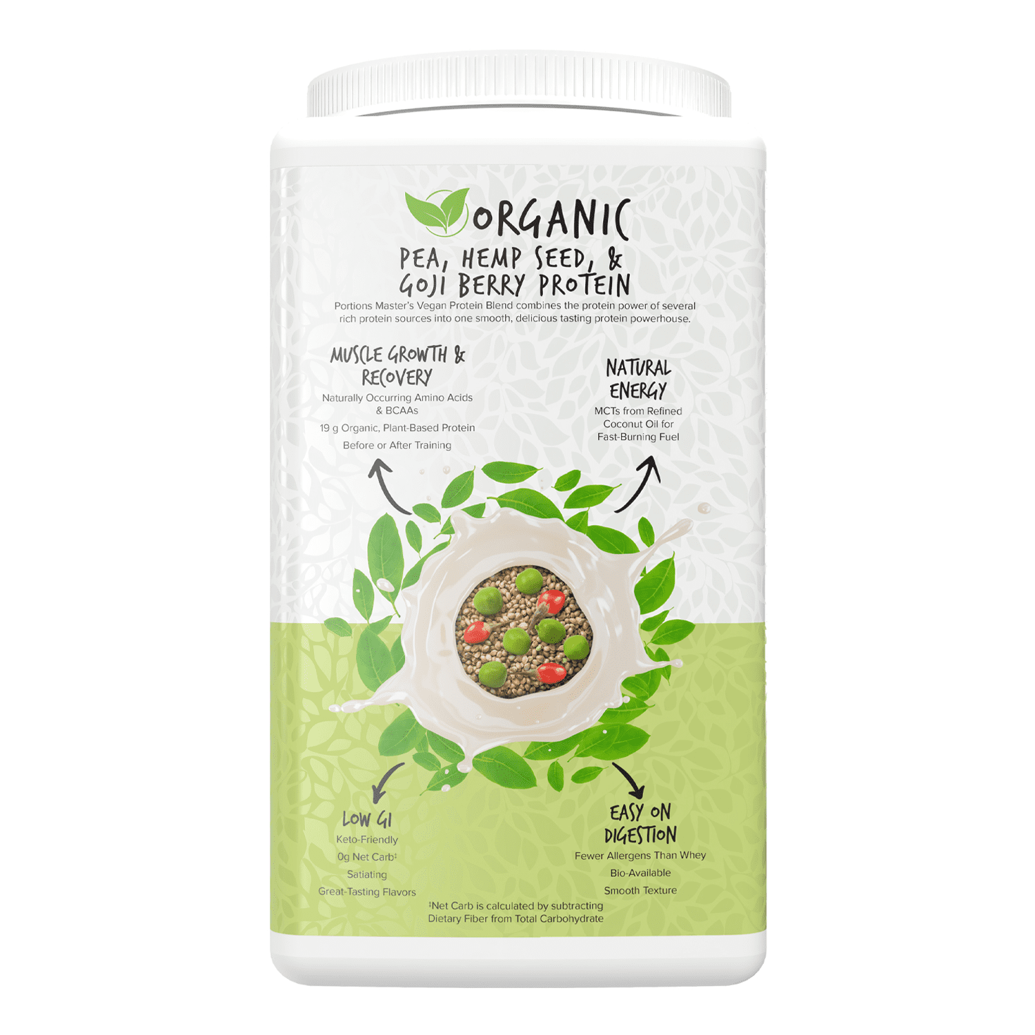 Portions Master Vegan Protein Blend Powder, Plant-Based, Gluten-Free, Dairy-Free (Vanilla 750g) (Unflavored 750g)
