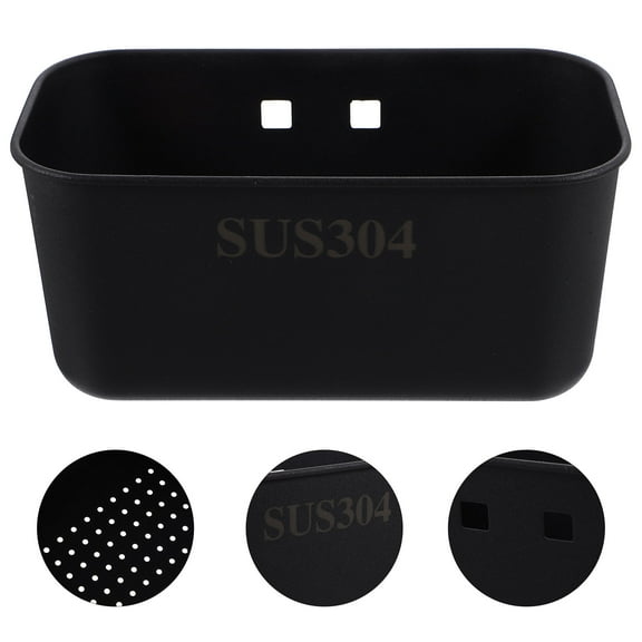 HONITANO Stainless Steel Sink Draining Basket 1Set for Kitchen Sink Storage Solution Black Square