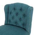 thumbnail image 5 of GDF Studio Ahart Contemporary Fabric Tufted Wingback 31 Inch Barstools, Set of 2, Teal and Dark Brown, 5 of 9