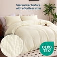 thumbnail image 4 of Sleep Zone Seersucker Ruffled Duvet Cover Set Twin/Twin XL, Soft Breathable Bedding Set, Wrinkle Resistant, Modern Textured, All Season Use (Beige, Twin/Twin XL), 4 of 13
