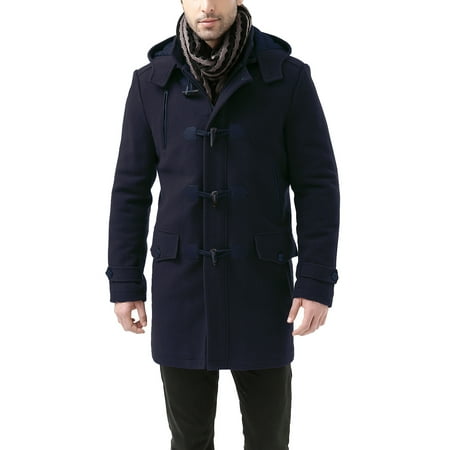 BGSD Mens Tyson Wool Blend Leather Trimmed Toggle Coat