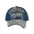 thumbnail image 2 of Top Headwear Dog Mom Paw Rhinestone Distressed Denim Baseball Hat - Denim, 2 of 4