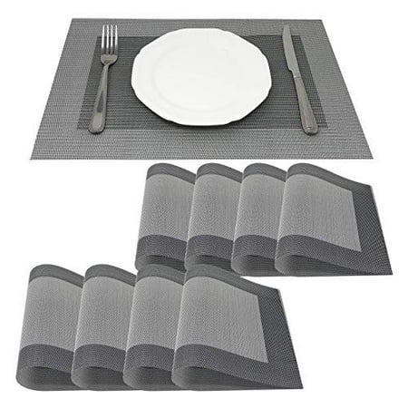 

allgala 8-Pack Dining Table PVC Placemat Set - Protect Table from Heat Stain Scratch and Anti-Skid-Style Silver Frame-HD80205