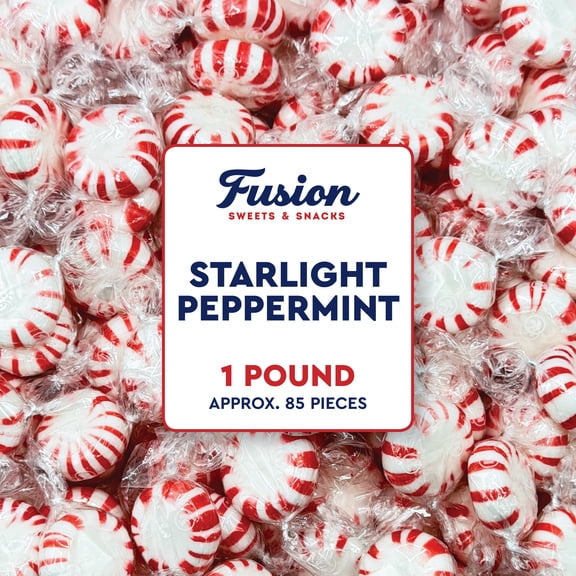 Soft Peppermint Puff Candy - 1 Pound Bag (Approx. 90 Pieces) - Individually Wrapped Puffy Mints, Bulk Red & White Soft Puffs, Holiday & Everyday Office Bowl, Stocking Stuffer Gift Filler