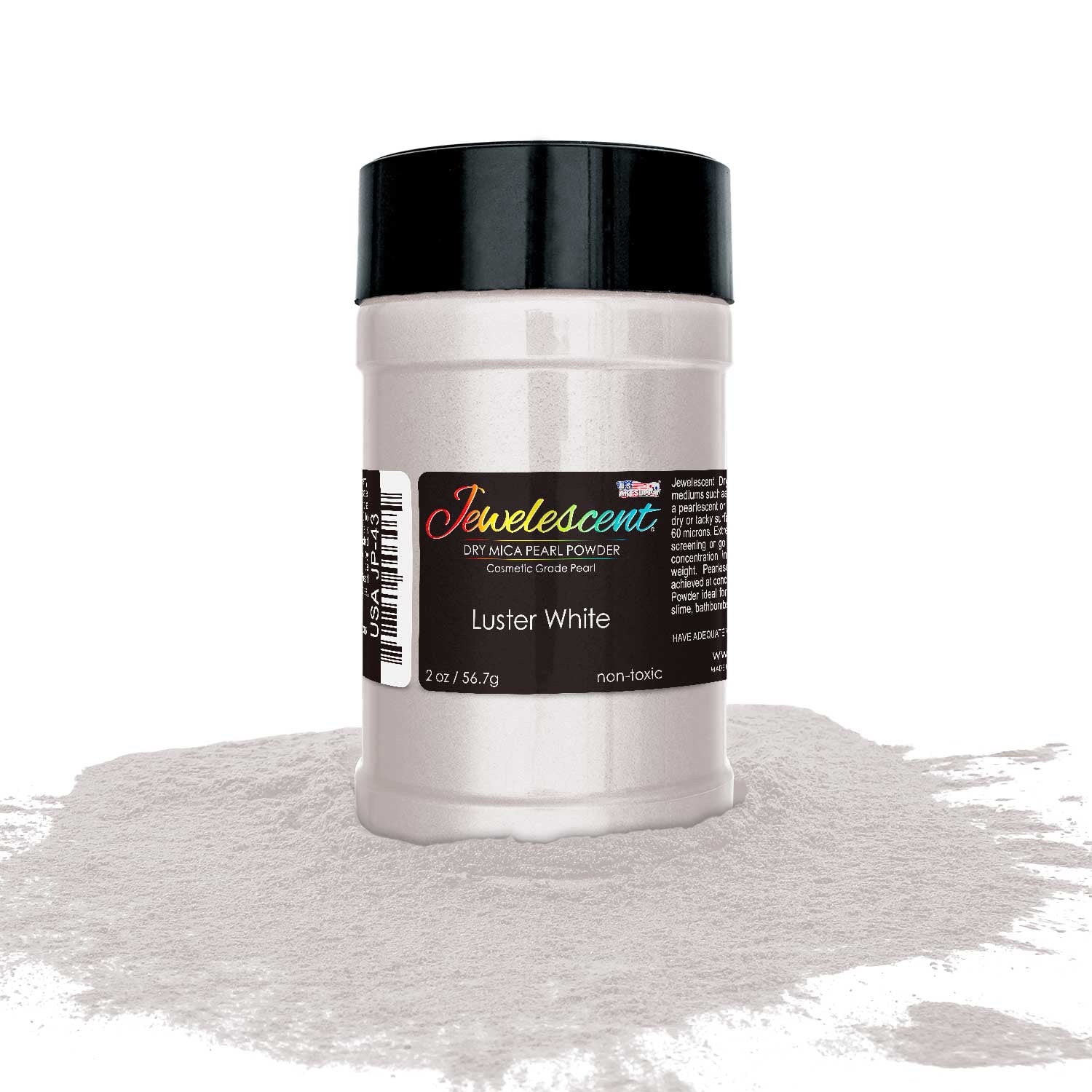 U.S. Art Supply Jewelescent Luster White Mica Pearl Powder Pigment, 2 oz (57g) Bottle Non