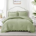 thumbnail image 2 of Home Bed Bedding Comforter Set - 3 Pieces King Comforter Set, Farmhouse Bedding Set Ruffle Boho Bed Comforter, Fluffy Soft Lightweight Chic Rustic Country Style for Bedroom Dorm (King, Sage Green), 2 of 7