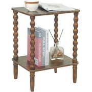 Side Table Small End Table with Storage Shelf 2-Tier Small Coffee Tables Living Room for Bedroom Narrow Spaces (Rustic Brown)