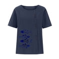 thumbnail image 4 of LEBONYARD Womens Summer Tops Plus Size,Tshirts for Women Plus Size 2024,Women Casual Cotton and Linen Top Ocean Fish Printed Short Sleeve Button Tunic T-shirt Blouse Tops Navy XXXXL, 4 of 4