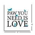 thumbnail image 3 of Paw You Need Is Love Blue Animals 12 x 12 Glass Wall Hanging Sign, 3 of 4