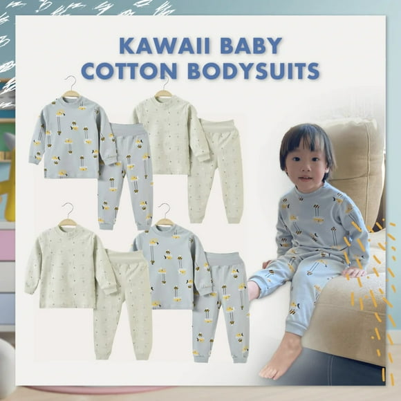 KaWaii Baby Cotton Bodysuits and Sleepers, High Quality Combed Cotton Kids Clothes, Pack of 4