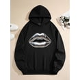 thumbnail image 3 of Men's Pocket Graphic Hooded Pullover, A Pair of Shiny, Metallic Silver Human Lips, Sizes S-2XL, 3 of 9